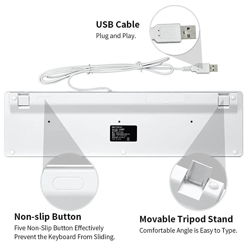 Wired USB Keyboard Comfortable Quiet Chocolate Keys Durable UltraSlim Wired Computer Keyboard For PC Windows 10 8 7 Vista KB1430 Pink