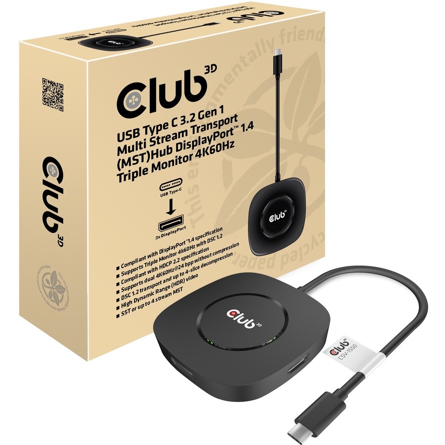Club 3d - CSV-1550 - Club 3D CSV-1550 Signal Splitter - 3840 2160 - DisplayPort - USB
