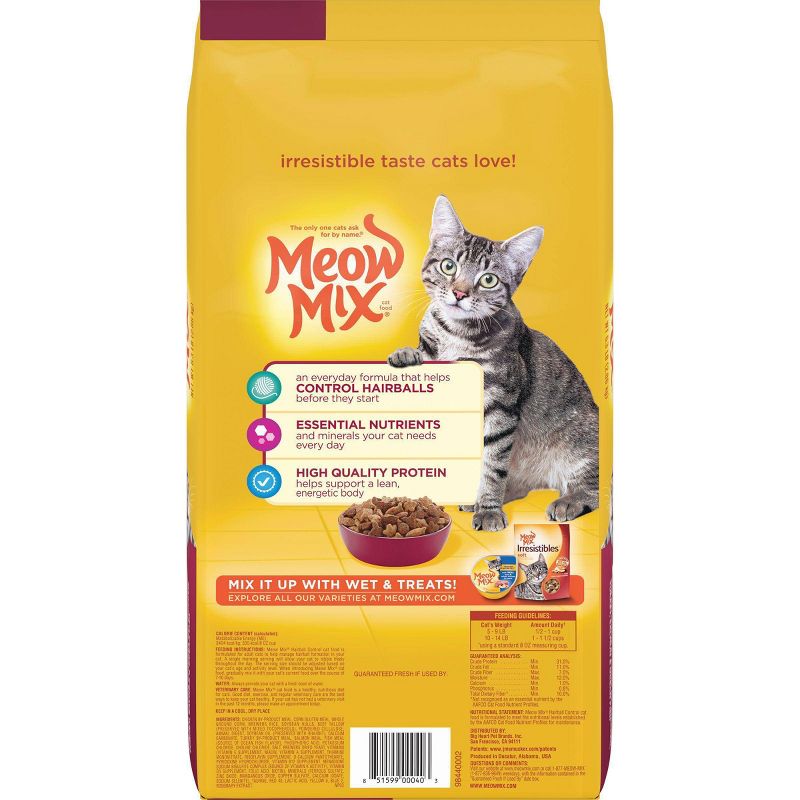 Meow Mix Hairball Control with Flavors of Chicken, Turkey & Salmon Adult Complete & Balanced Dry Cat Food - 6.3lbs