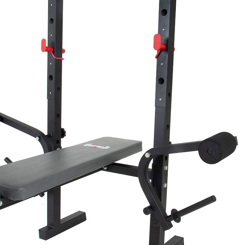 Body Champ BCB580 Standard Weightlifting Exercise Bench with Adjustable Incline Seat and Dual Action Leg Developer, Weight Set Not Included