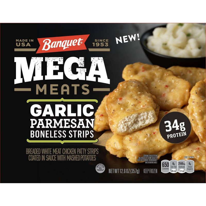 Banquet Frozen Mega Meats Garlic Parmesan Boneless Chicken Strips - 12.6oz