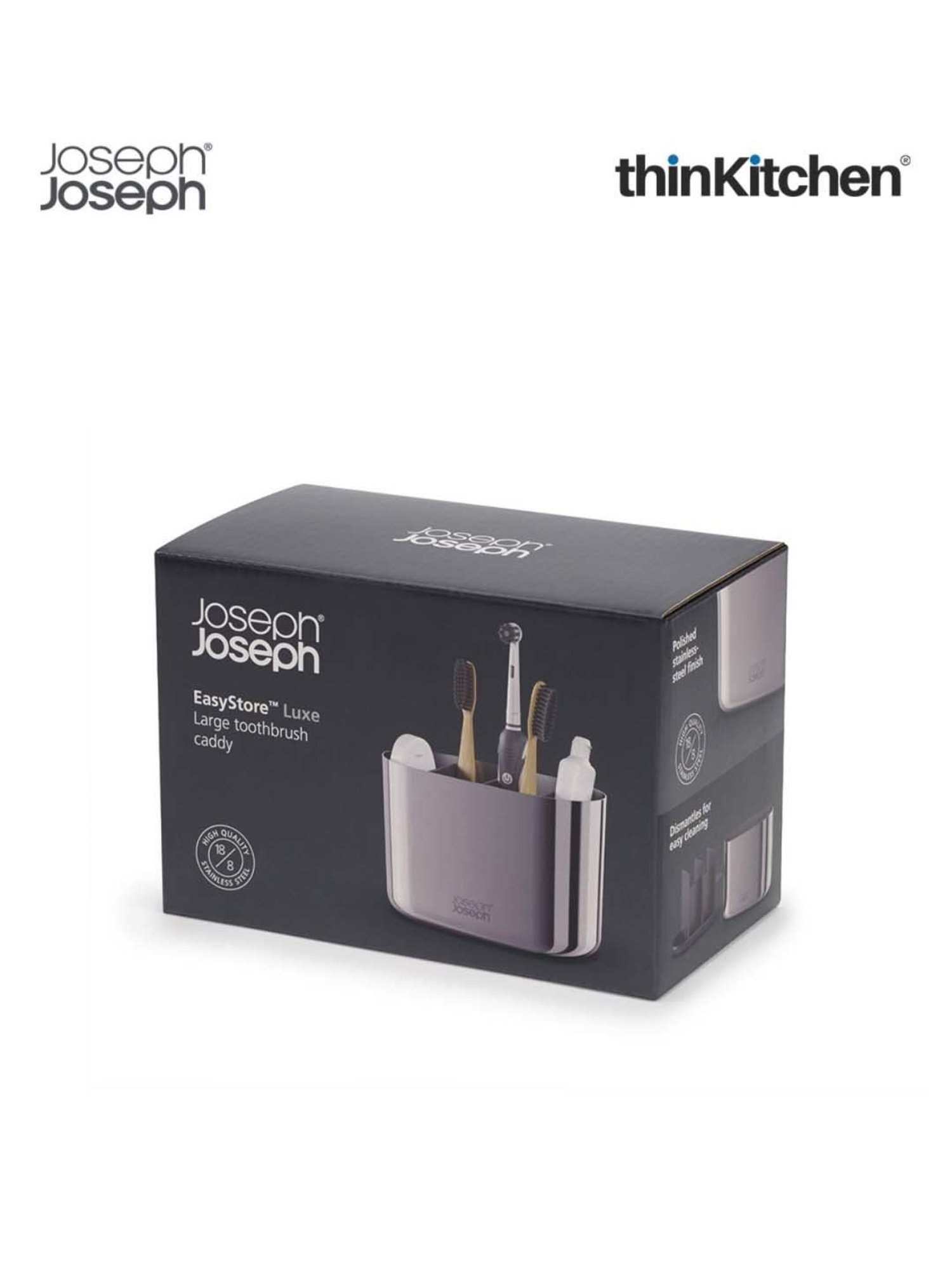 Joseph Joseph Silver Stainless Steel Easystore Luxe Toothbrush Caddy