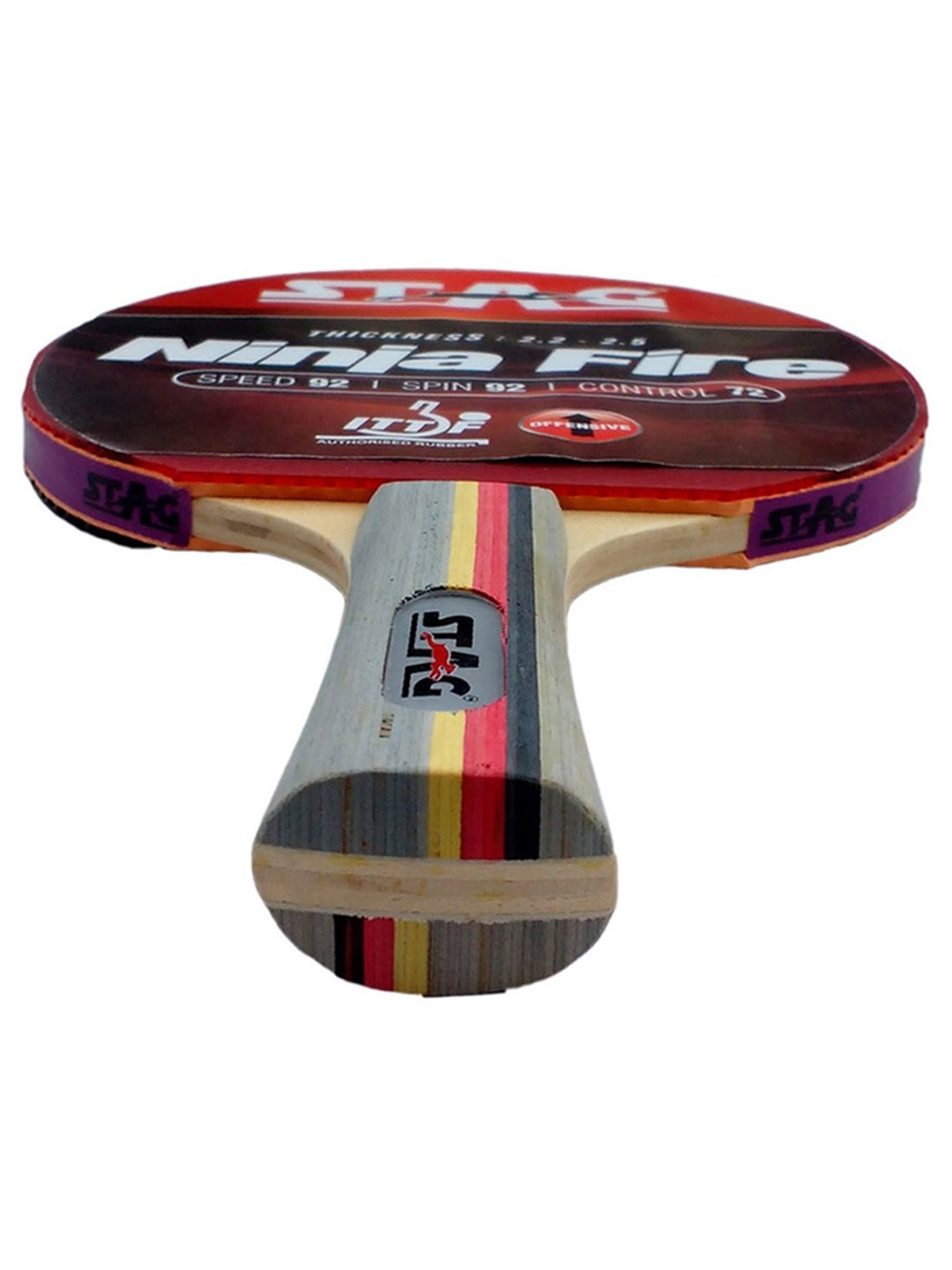 Stag Global Advanced ITTF Approved Rubber Ninja Fire Table Tennis Racquet (Multicolor)