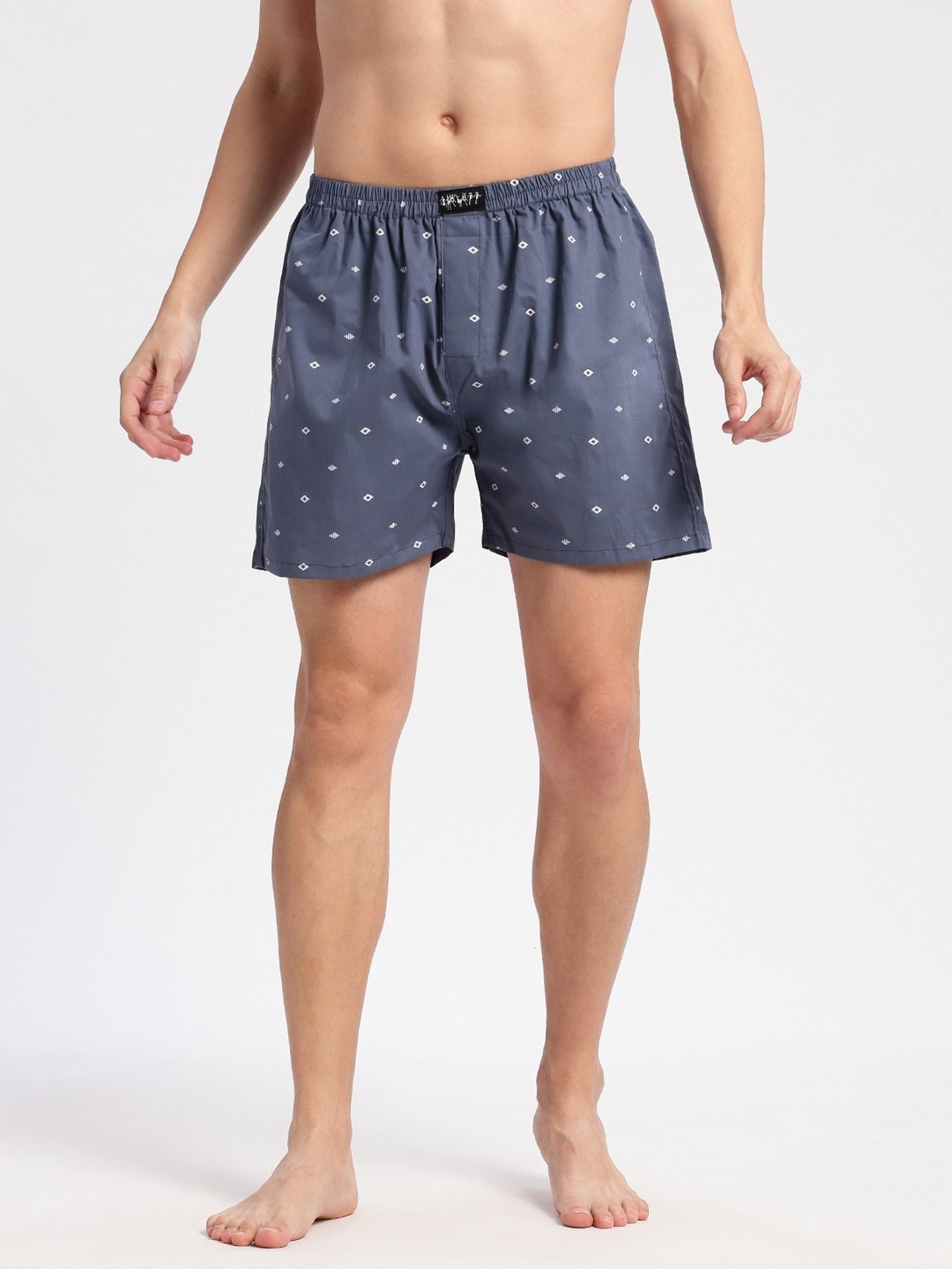 Showoff Grey Cotton Slim Fit Printed Boxers