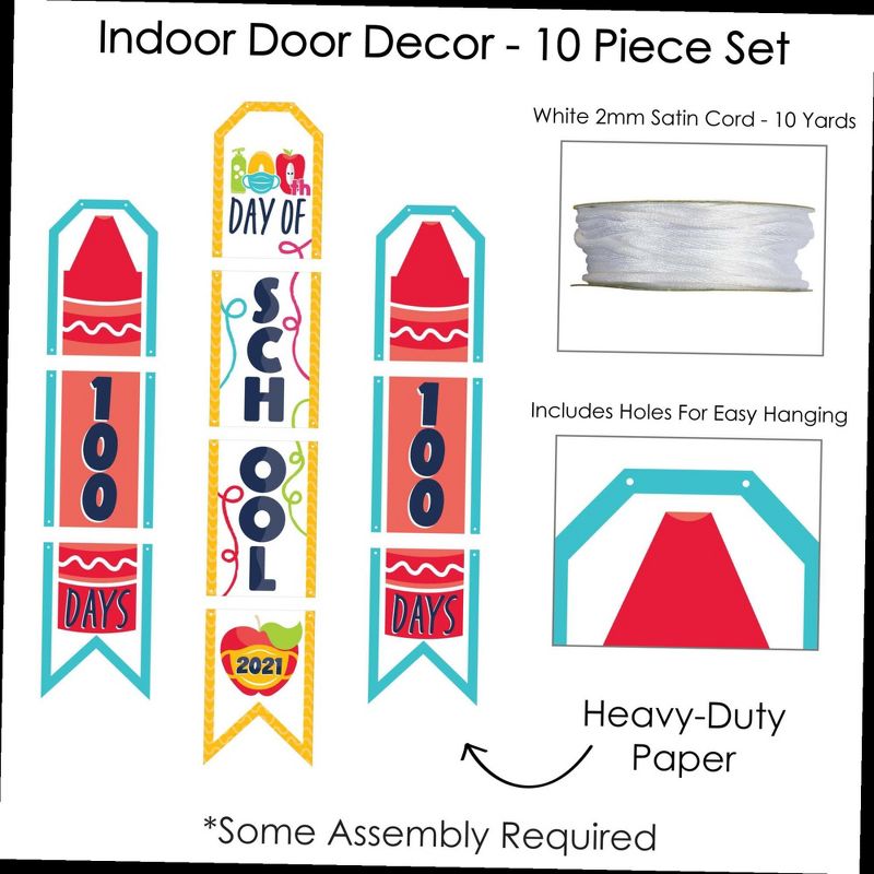 Big Dot of Happiness 100 Days 2021 - Hanging Vertical Paper Door Banners - 100th Day of School Party Wall Decoration Kit - Indoor Door Decor