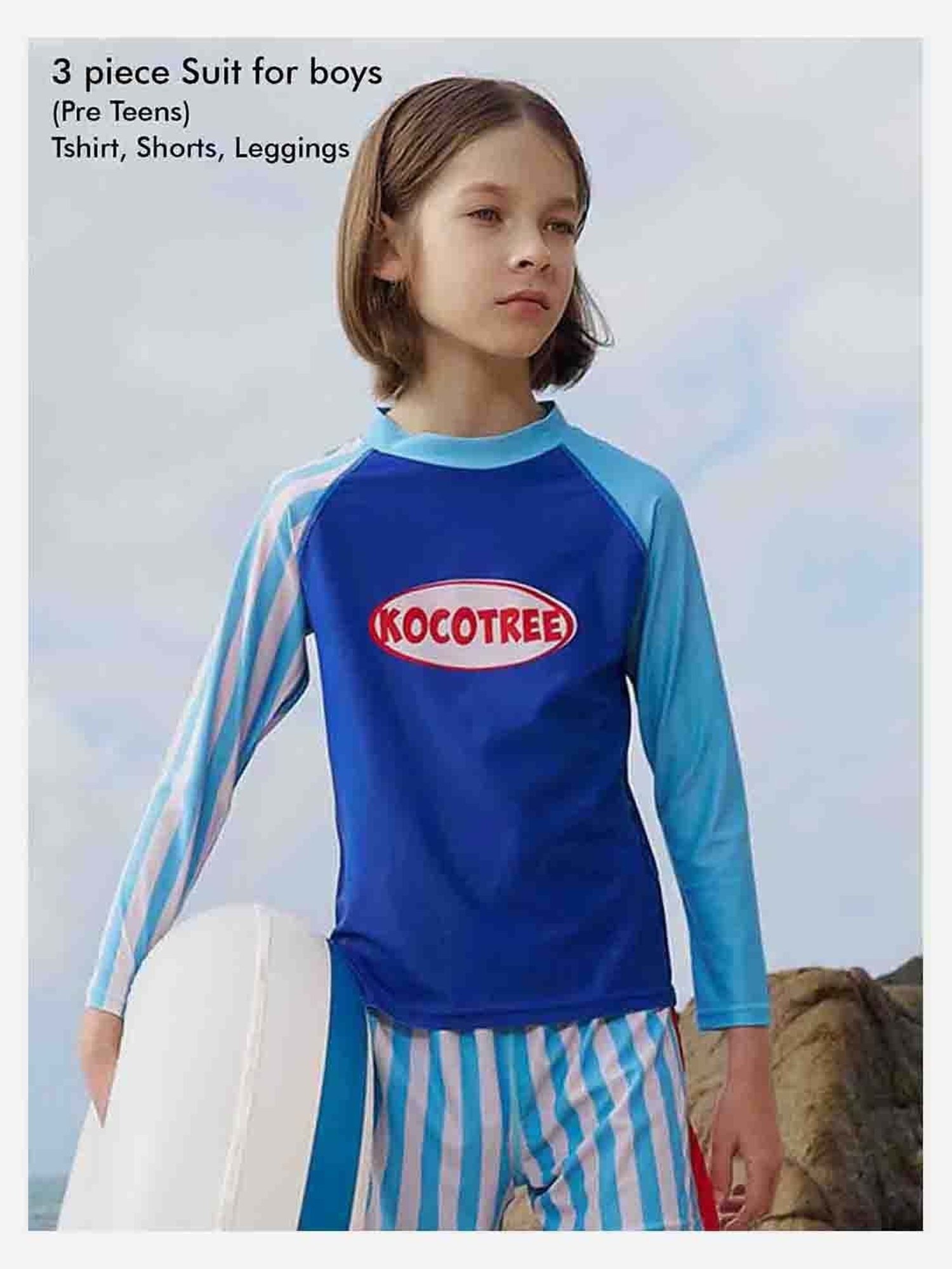 Little Surprise Box Kids Blue Printed Full Sleeves T-Shirt Set