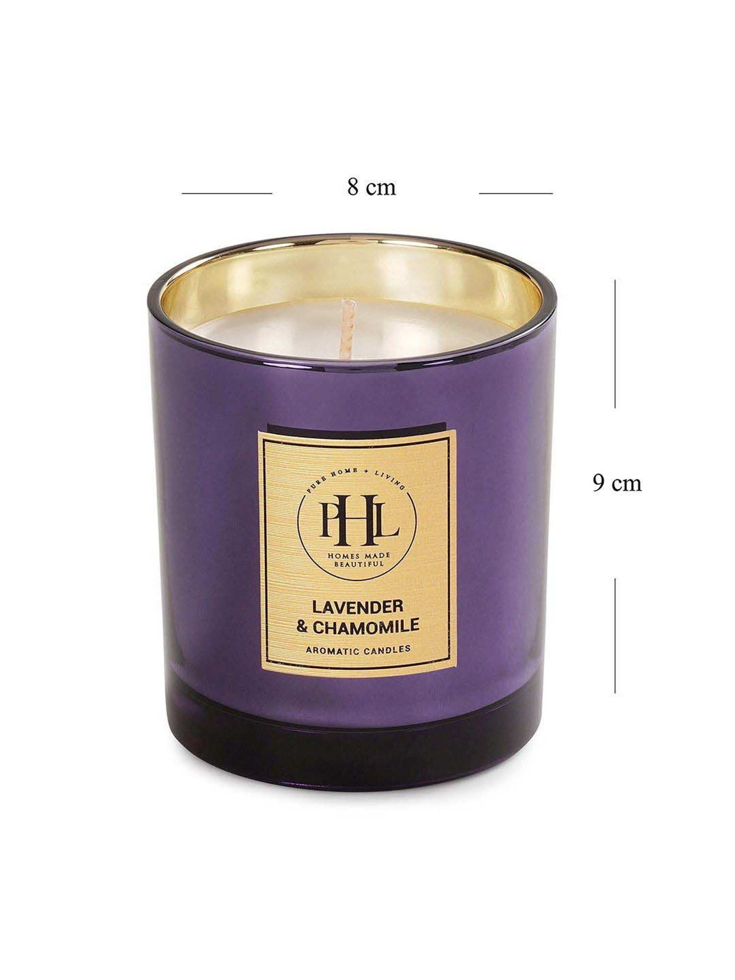 Pure Home and Living Purple Glass Lavender & Chamomile Scented Wax Filled Jar Candle (150ml)
