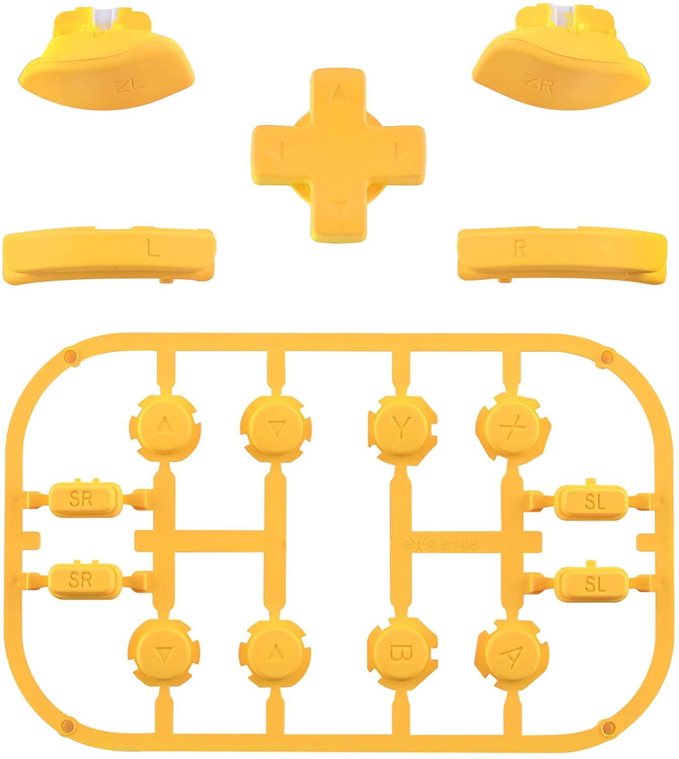 Soft Touch Caution Yellow D-pad ABXY Keys SR SL L R ZR ZL Trigger Buttons Springs, Replacement Full Set Buttons Fix Kits for Nintendo Switch Joycon (D-pad ONLY Fits for eXtremeRate Joycon D-pad Shell)