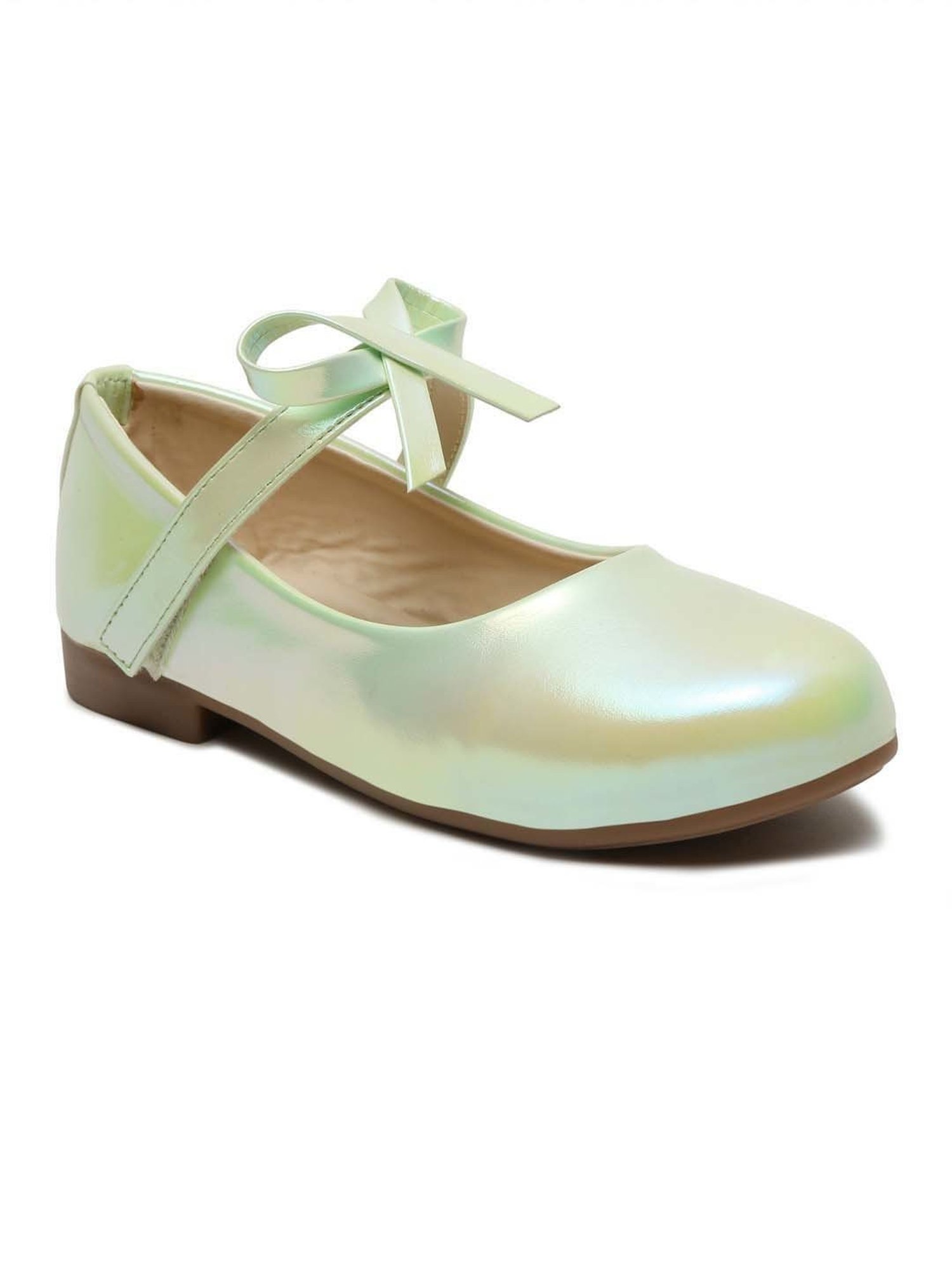 Tiny Bugs Girls Off White & Pink Party Wear Slip Ons