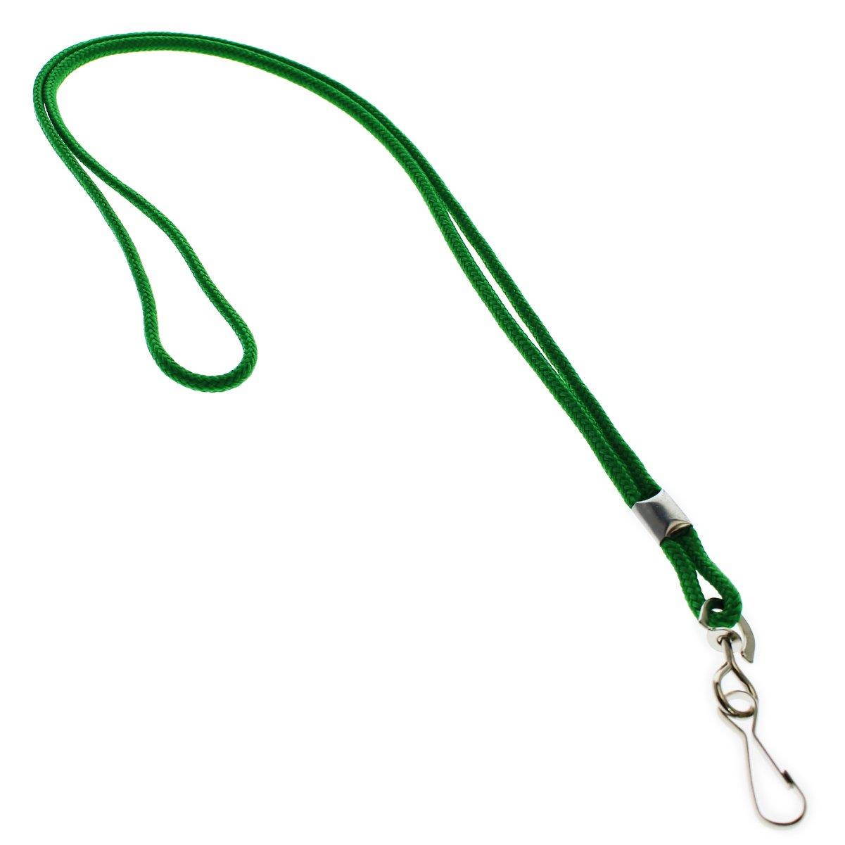 25 Pack - Premium Round ID Badge Neck Lanyards for Card Holders and Name Tags - 36 in Non-Breakaway Heavy Duty Cord & Secure Metal Swivel J Hook Clip by Specialist ID (Green)