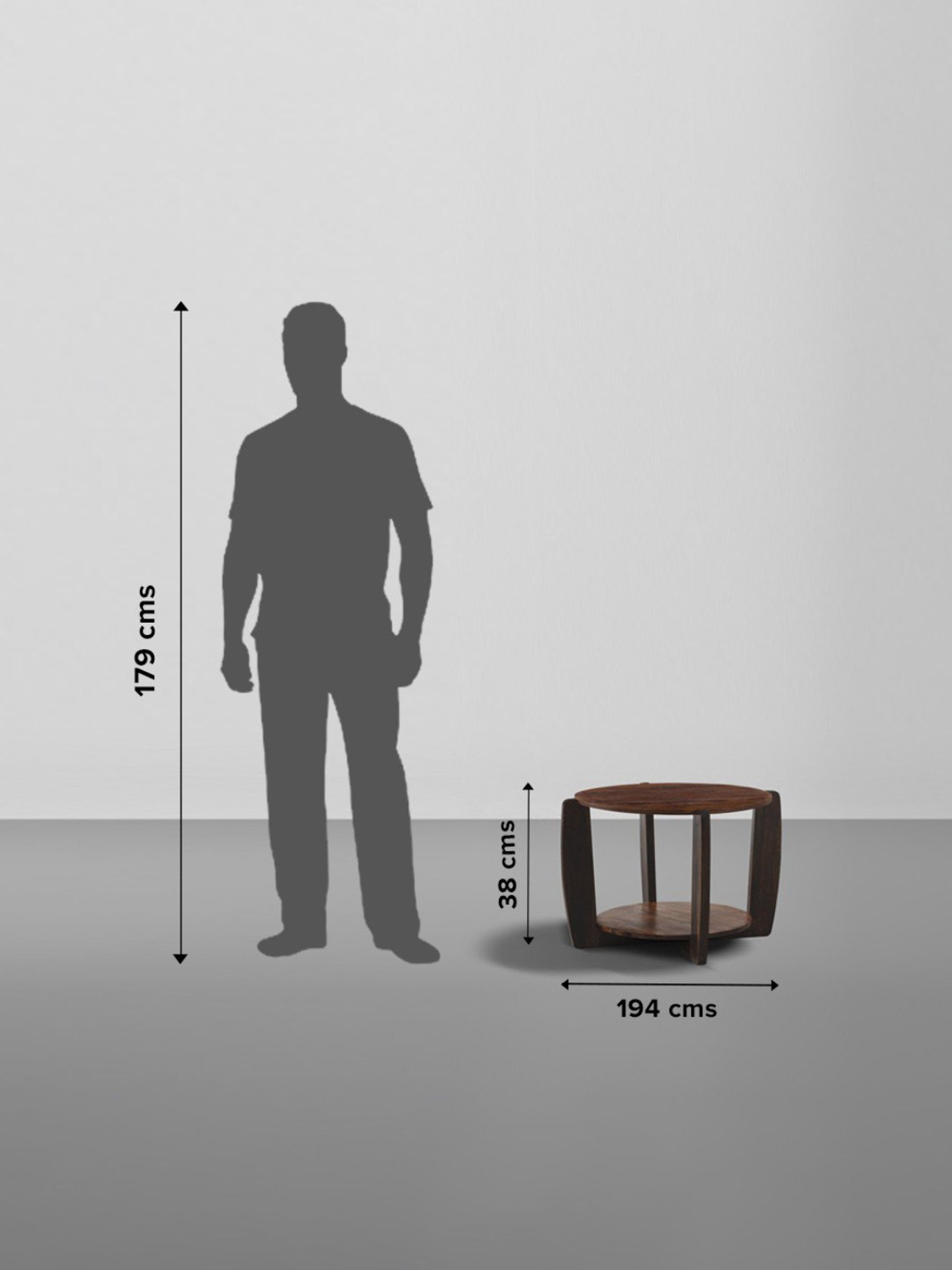 Sleepyhead Stack Brown Sheesham Wood Round Coffee Table with Storage