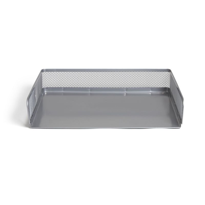 TRU RED Side Load Stackable Metal Letter Tray, Silver TR57568-CC