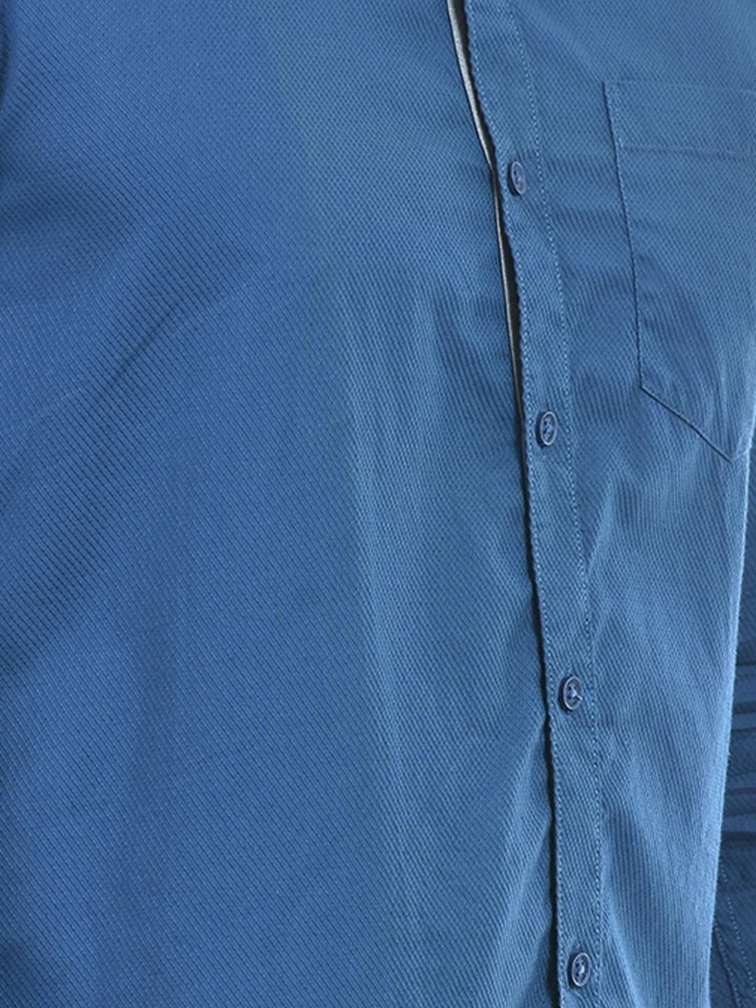Numero Uno Marine Blue Cotton Slim Fit Shirt