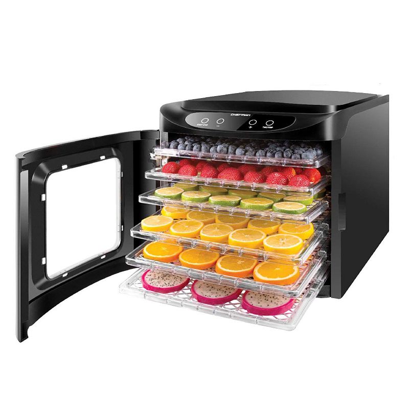 Chefman RJ43-SQ-6T 6 Tray Digital Touch Display BPA Free Food Dehydrator, Black