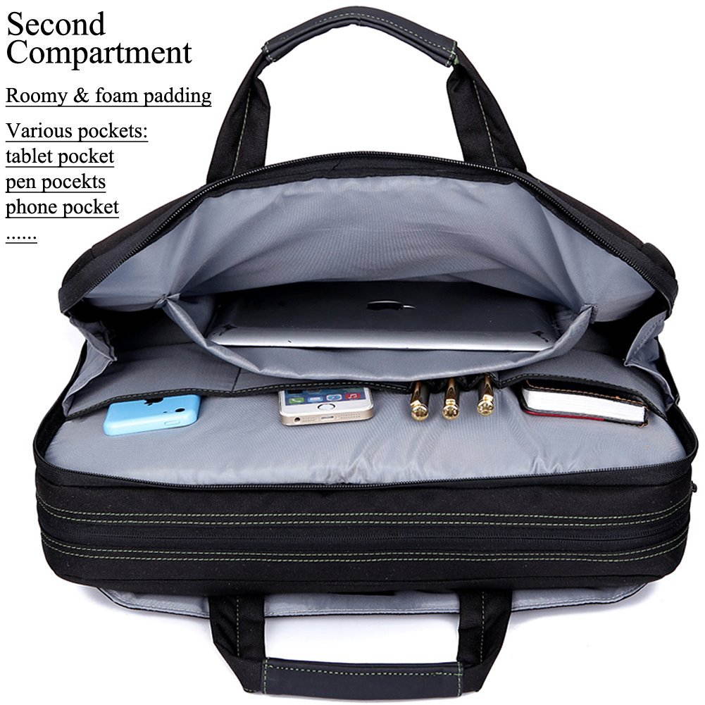 BRINCH 15.6 Inch Nylon Shockproof Carry Laptop Case Messenger Bag For 15 - 15.6 Inch Laptop / Notebook / MacBook / Ultrabook / Chromebook with Shoulder Strap Handles and Various Pockets,Black+Green