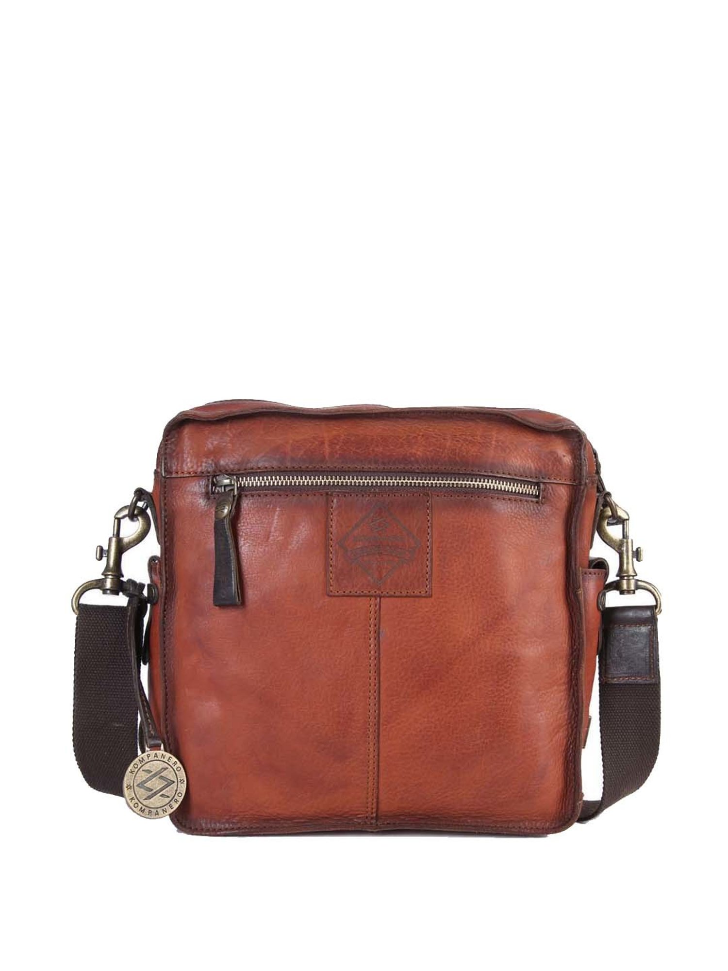 HiLEDER Brown Textured Small Leather 12 inch Cross Body Bag