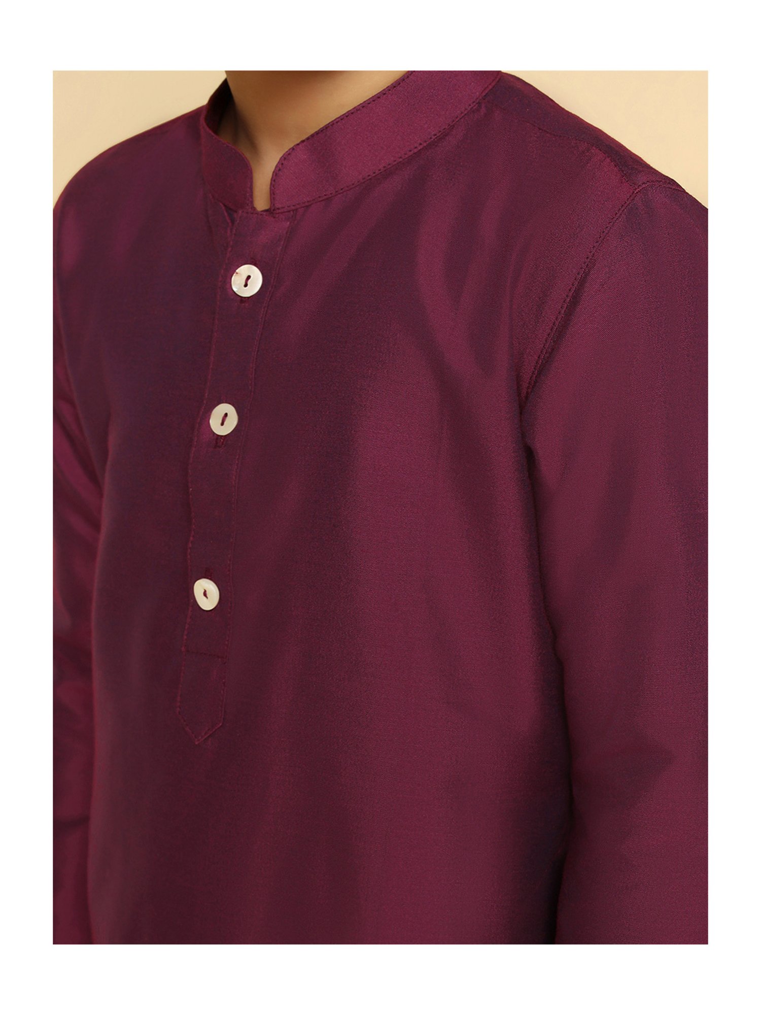 KISAH Kids Magenta & Cream Solid Full Sleeves Kurta with Dhoti
