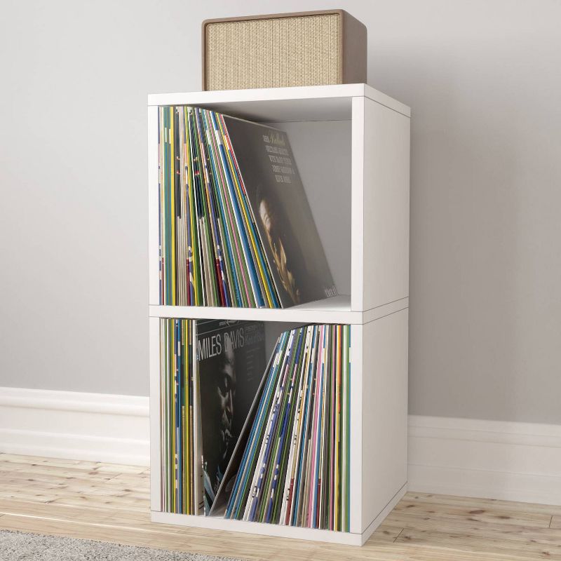 Way Basics Eco 2 Shelf Vinyl Record Storage Bookshelf White