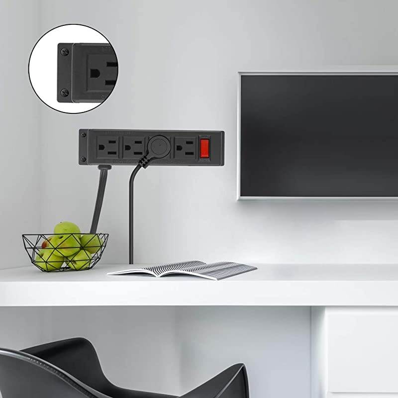 Mount Power Outlet Strip 4 Outlet Mountable Power Strip with Switch Under Desk Power Strip Connect with 656ft Cord4AC656FT