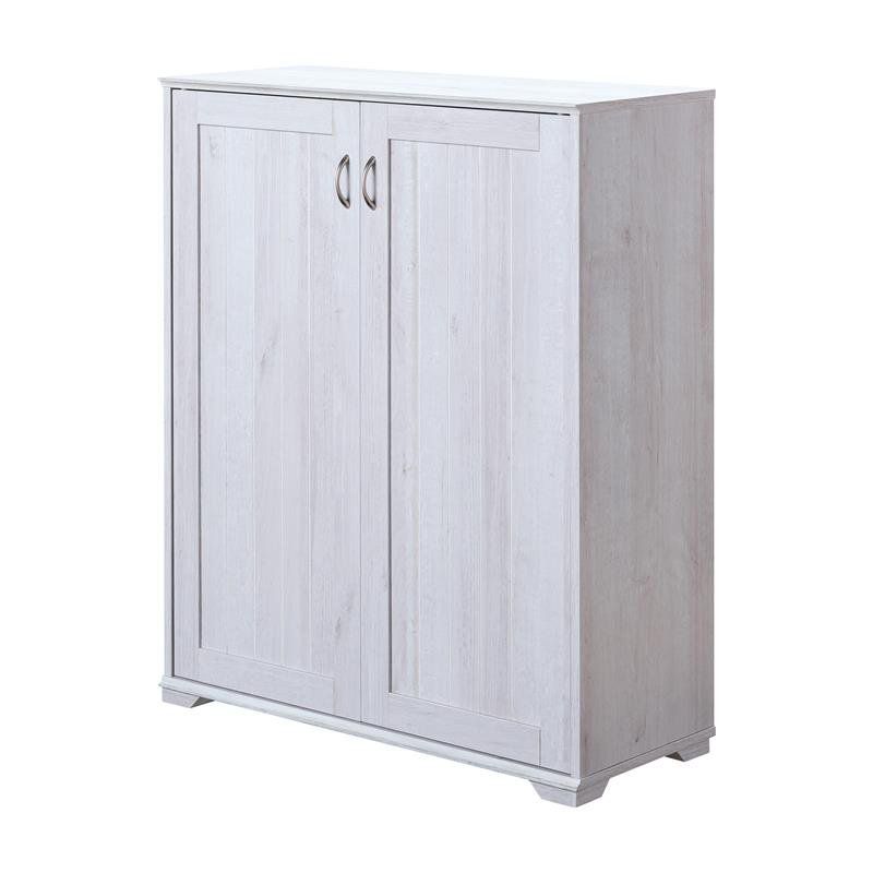 Lucile Wood Shoe Cabinet with 5-Shelf in White Oak - Furniture of America
