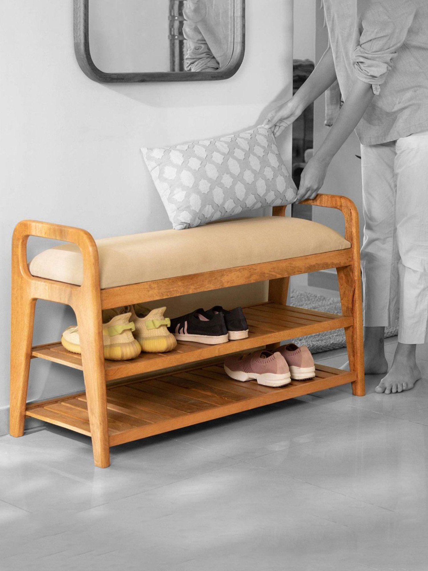 Chumbak Jodhpur Sailor Solid Blue Sheesham Wood Bench