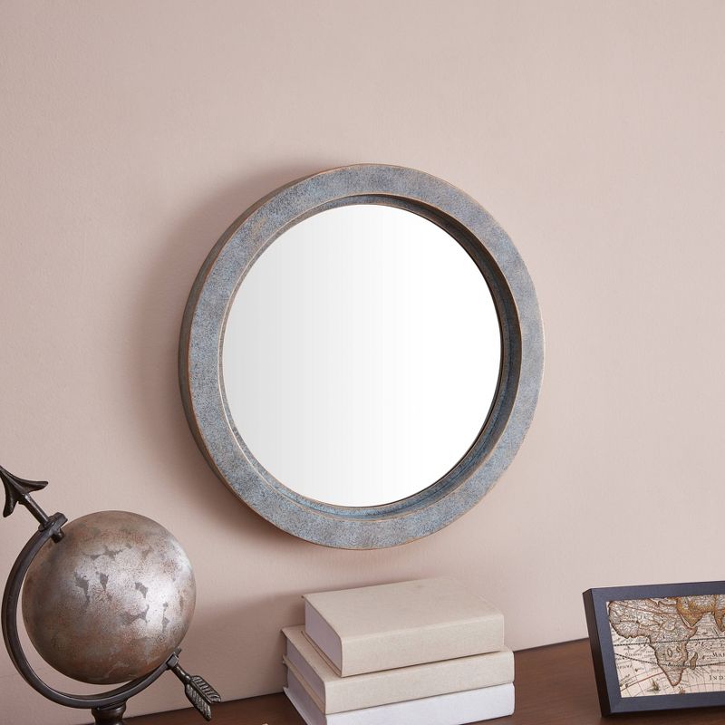 16" Round Modern Industrial Floating Wall Mirror Copper - Danya B.