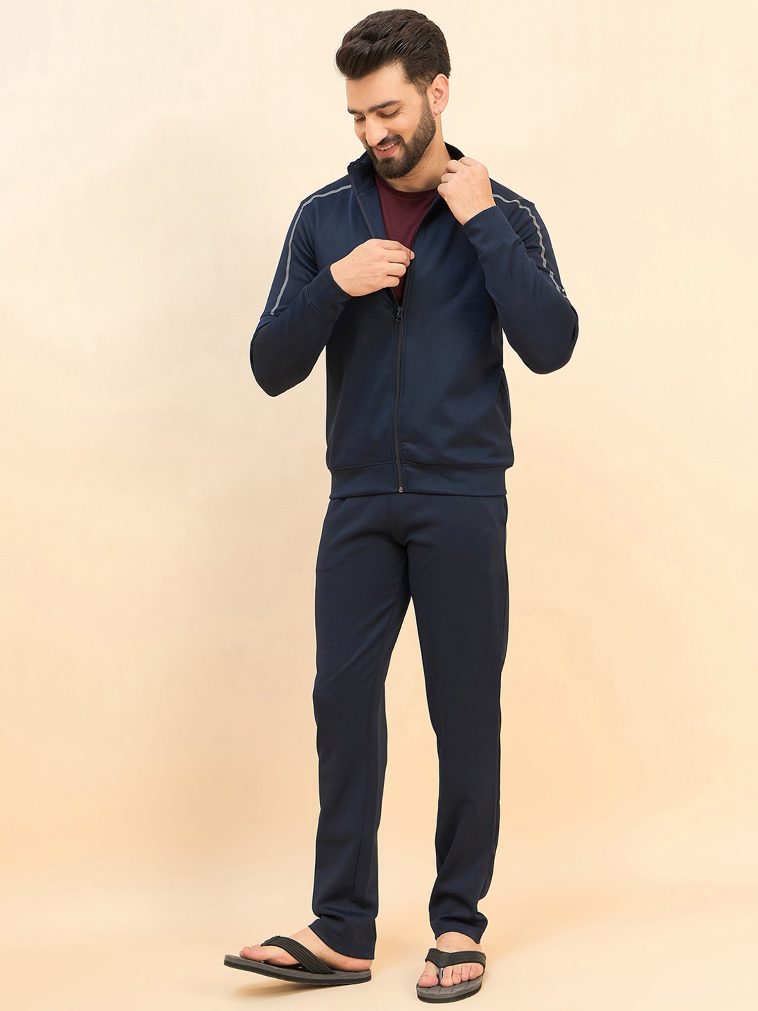 Vimal Jonney Light Mud Cotton Regular Fit Tracksuit