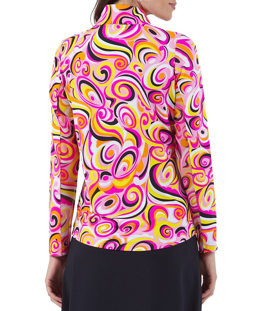 IBKUL Emma Print Long Sleeve Mock Neck Top