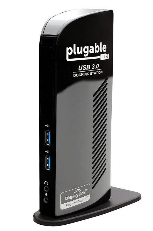 Plugable USB 3.0 Universal Laptop Docking Station Dual Monitor for Windows and Mac (Dual Video: HDMI and DVI/VGA/HDMI, Gigabit Ethernet, Audio, 6 USB Ports)
