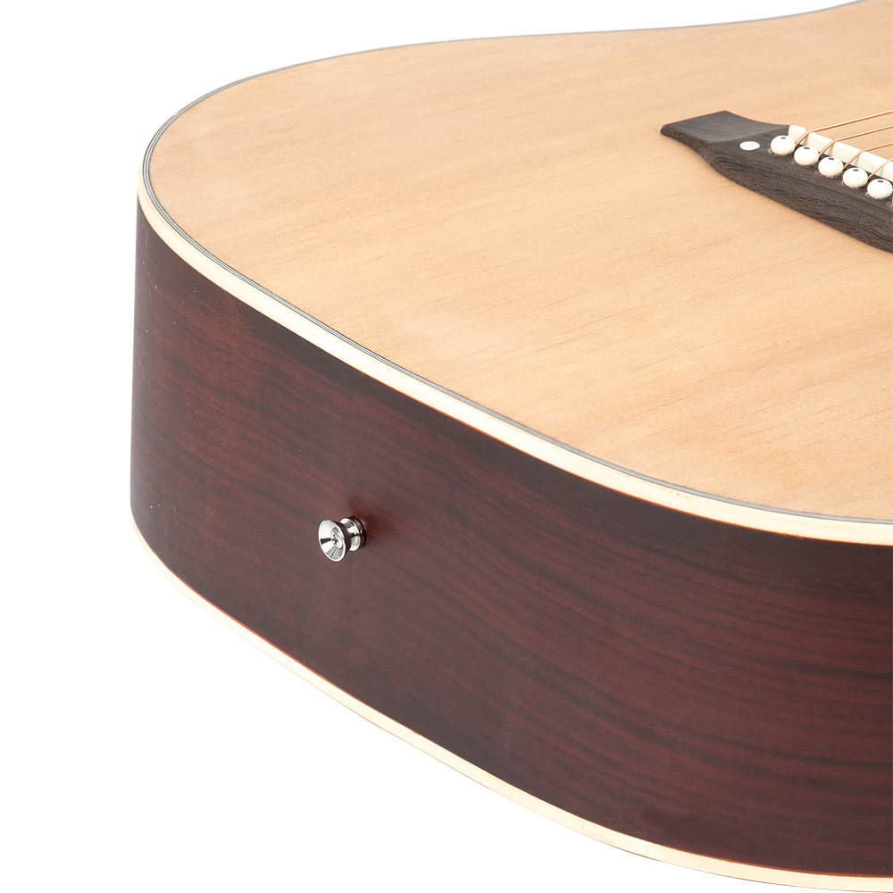 Glarry GT604 41 inch Dreadnought Spruce Front Cutaway Rosewood Back Folk Guitar with Bag & Board & Wrench Tool Burlywood