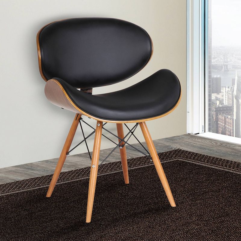 Agi Mid-Century Dining Chair in Walnut Wood and Beige Fabric - Armen Living