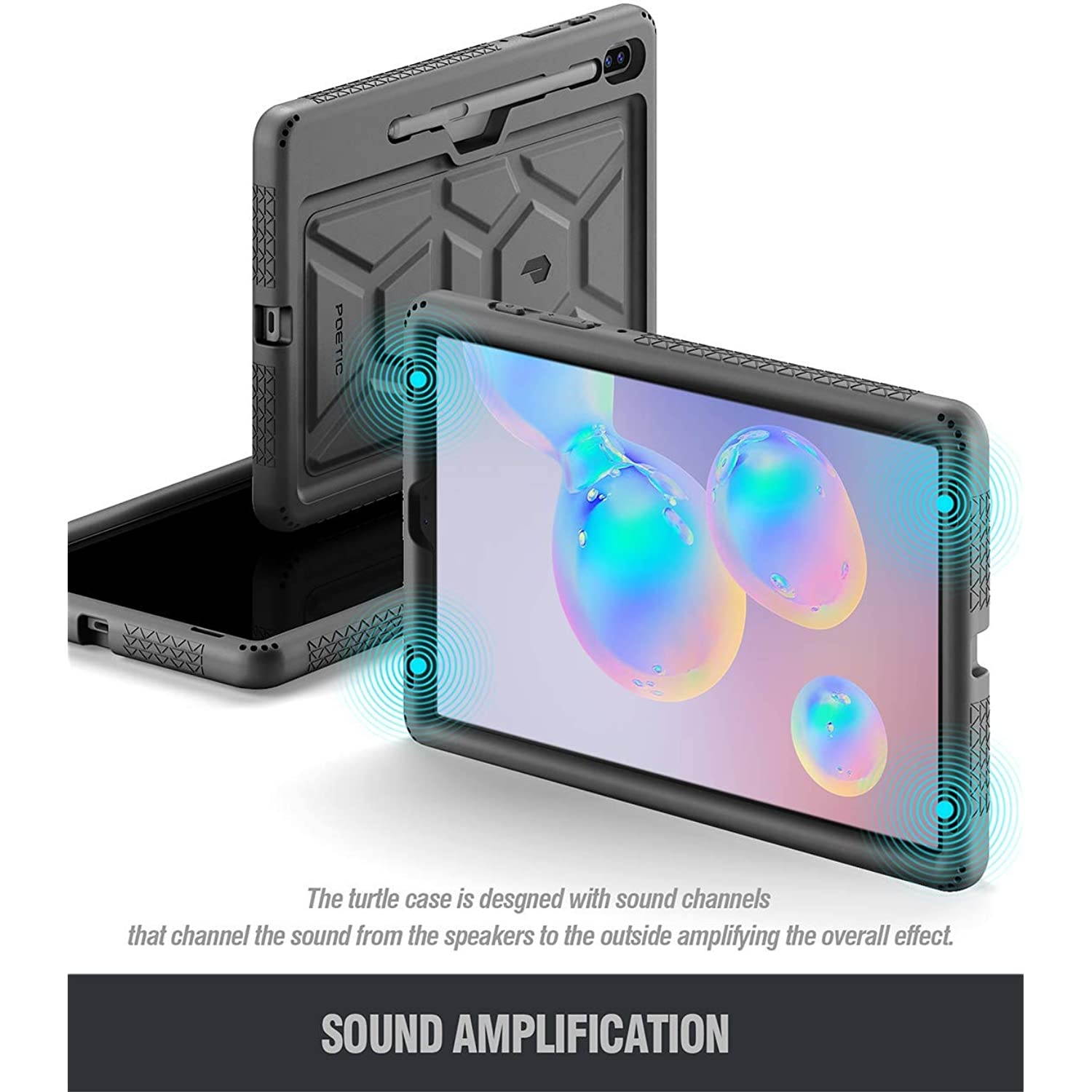 Galaxy Tab S6 Tablet Case, Poetic Heavy Duty Shockproof Kids Friendly Silicone Case Cover, TurtleSkin Series, for Samsung Galaxy Tab S6 10.5 inch Tablet (SM-T860/SM-T865 2019 Release), Black