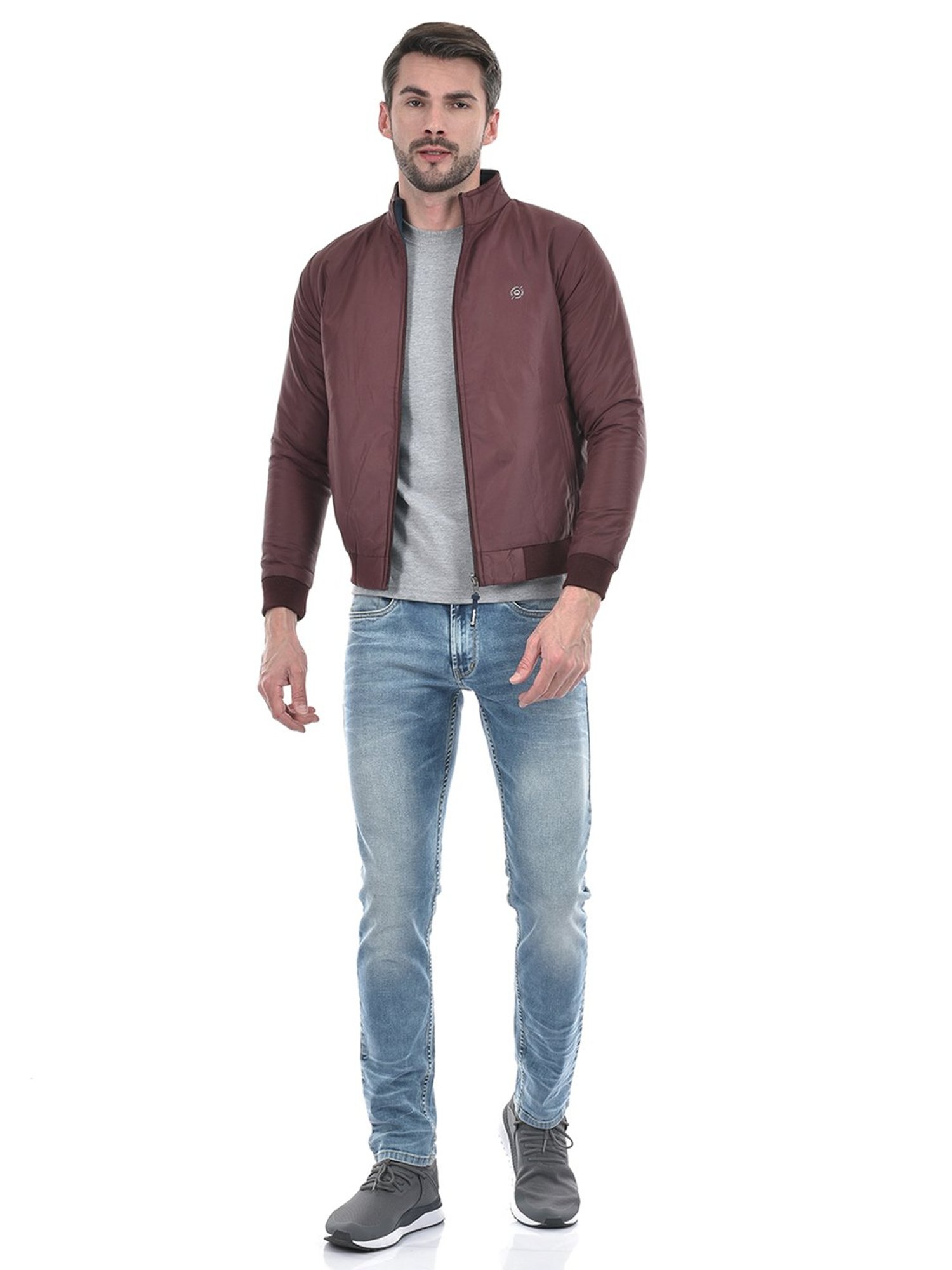 Integriti Wine & Dark Blue Regular Fit Reversible Jacket