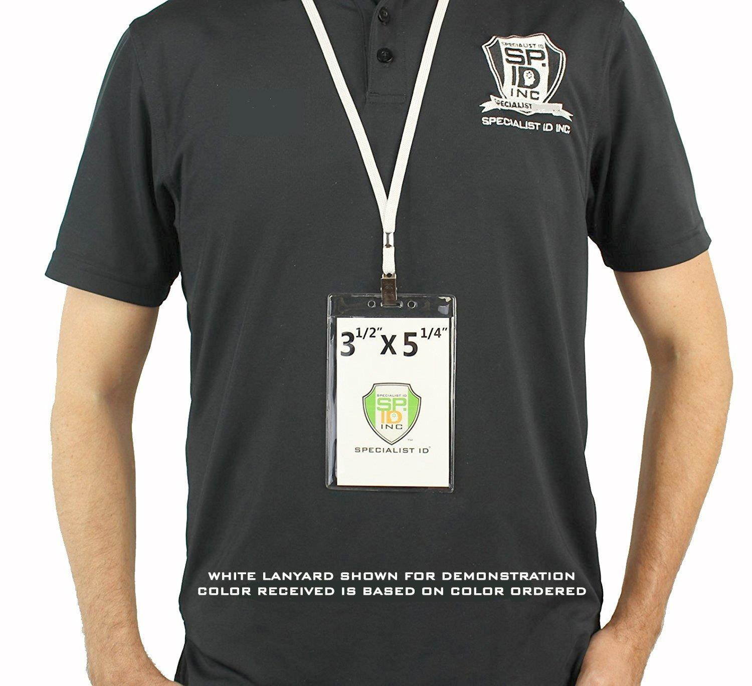 10 Pack - Clear Vertical Large Credential ID Badge Holders (3 1/2 x 5 1/4) with Premium Quality Lanyards by Specialist ID (4x6 Outside) (Assorted Colors)