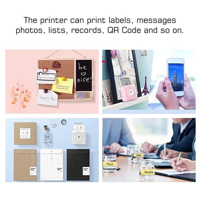 GOOJPRT PeriPage Mini Pocket Wireless BT Thermal Printer Picture Photo Label Memo Receipt Paper Printer with USB Cable Support for Android iOS Smartphone Windows