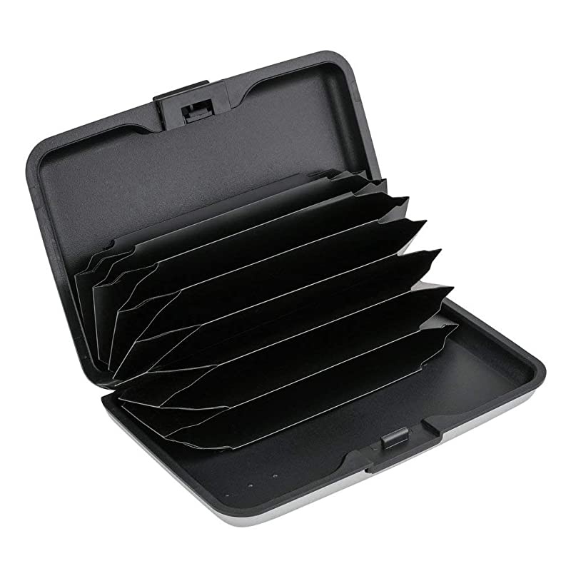 RFID Blocking Credit Card Protector Aluminum ID Case Hard Shell Business Card Holders Metal Wallet for Men or Women (Aluminum, Silver-L)