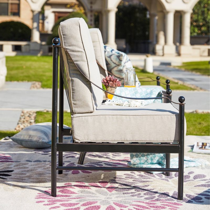 3pc Patio Steel Patio Seating Sets Cream - Lokatse