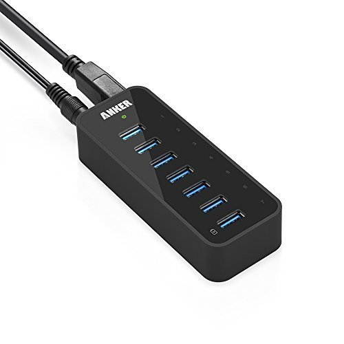 USB HUB, Anker 7-Port USB 3.0 Data Hub with 36W Power Adapter and BC 1.2 Charging Port for iPhone 7/6s Plus, iPad Air 2, Galaxy S Series, Note Series, Mac, PC, USB Flash Drives and More