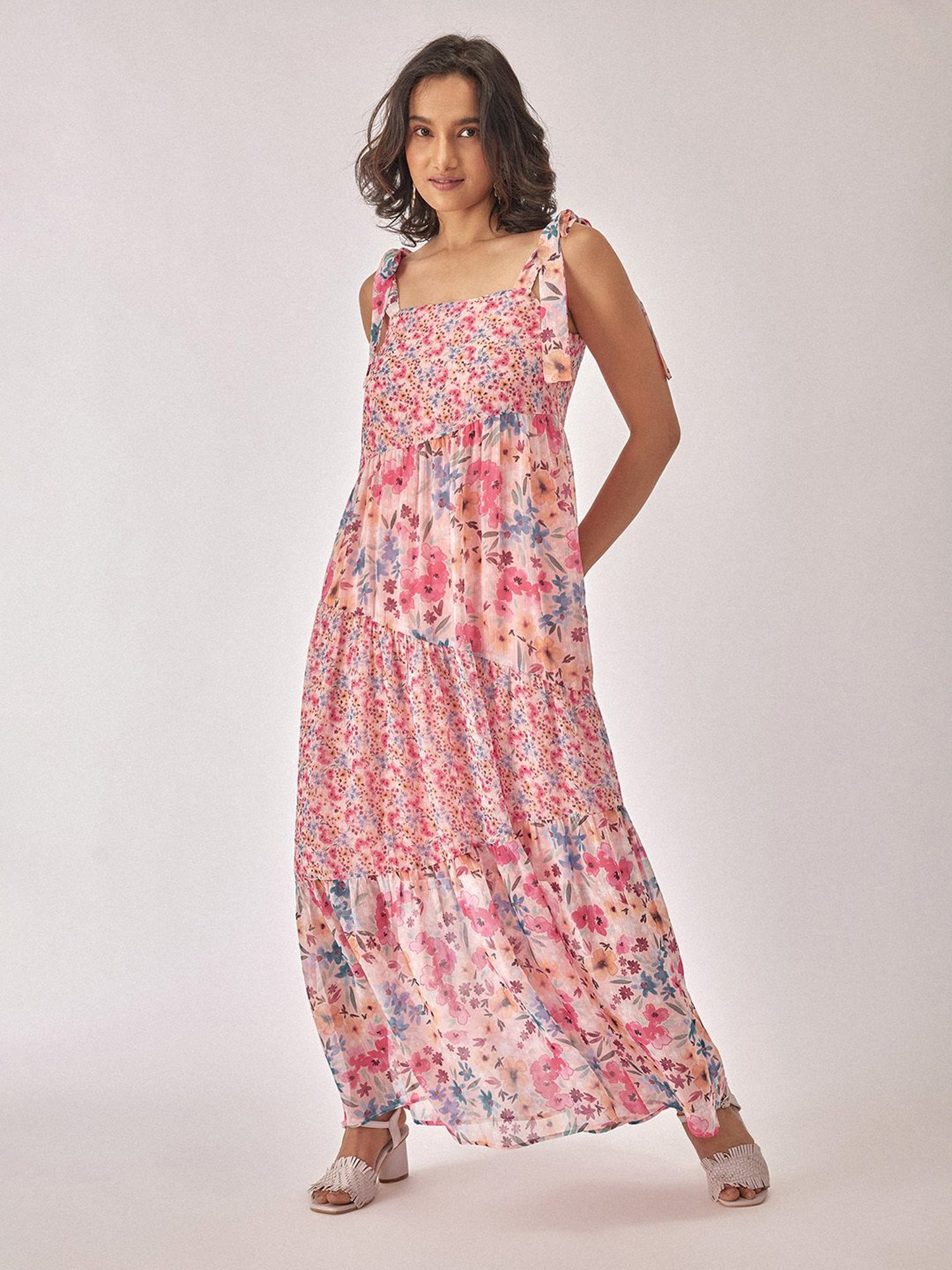 The Label Life Multicolor Floral Tiered Maxi Dress