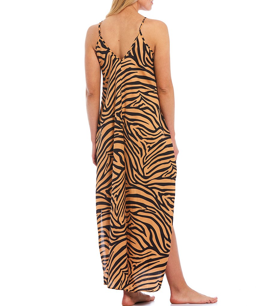Van Winkle & Co. Animal Print Satin Maxi Chemise