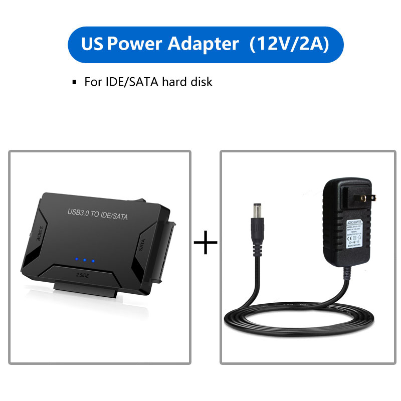 Hannord USB 3.0 to IDE/SATA Converter Hard Drive Adapter with Power Switch for 2.5"/3.5"SATA HDD/SSD & IDE HDD Drives Optical Drive, Support 6TB, Include 12V 2A Power Adapter & USB 3.0 Cable