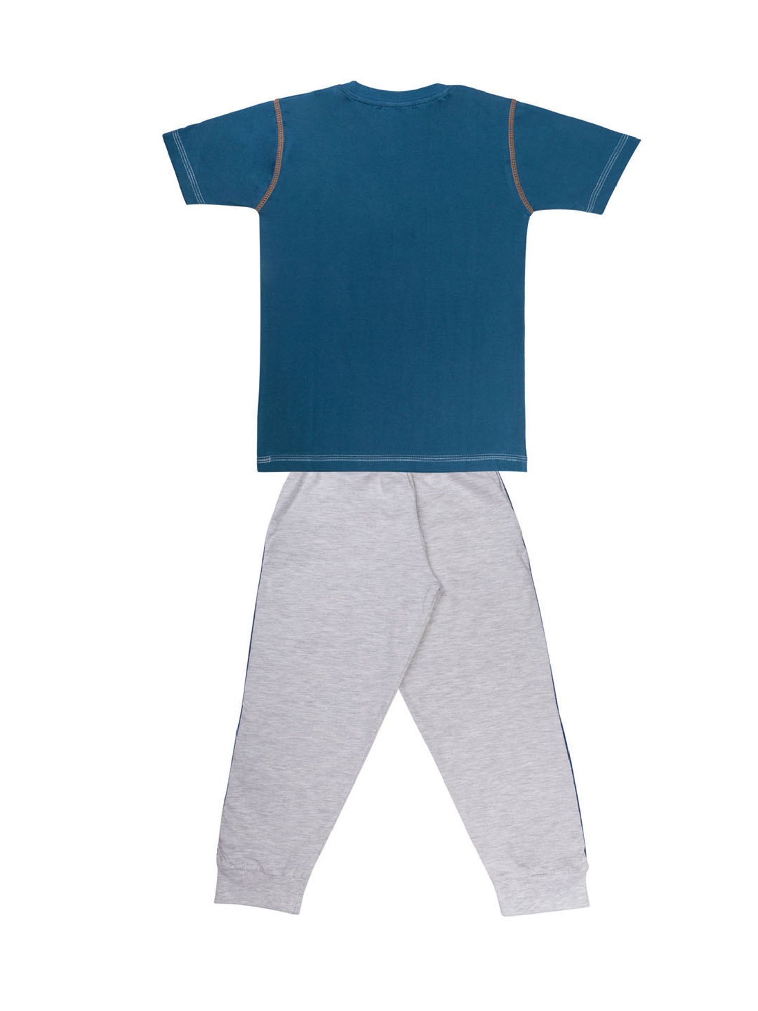 Todd N Teen Kids Printed Blue & Grey T-Shirt with Joggers