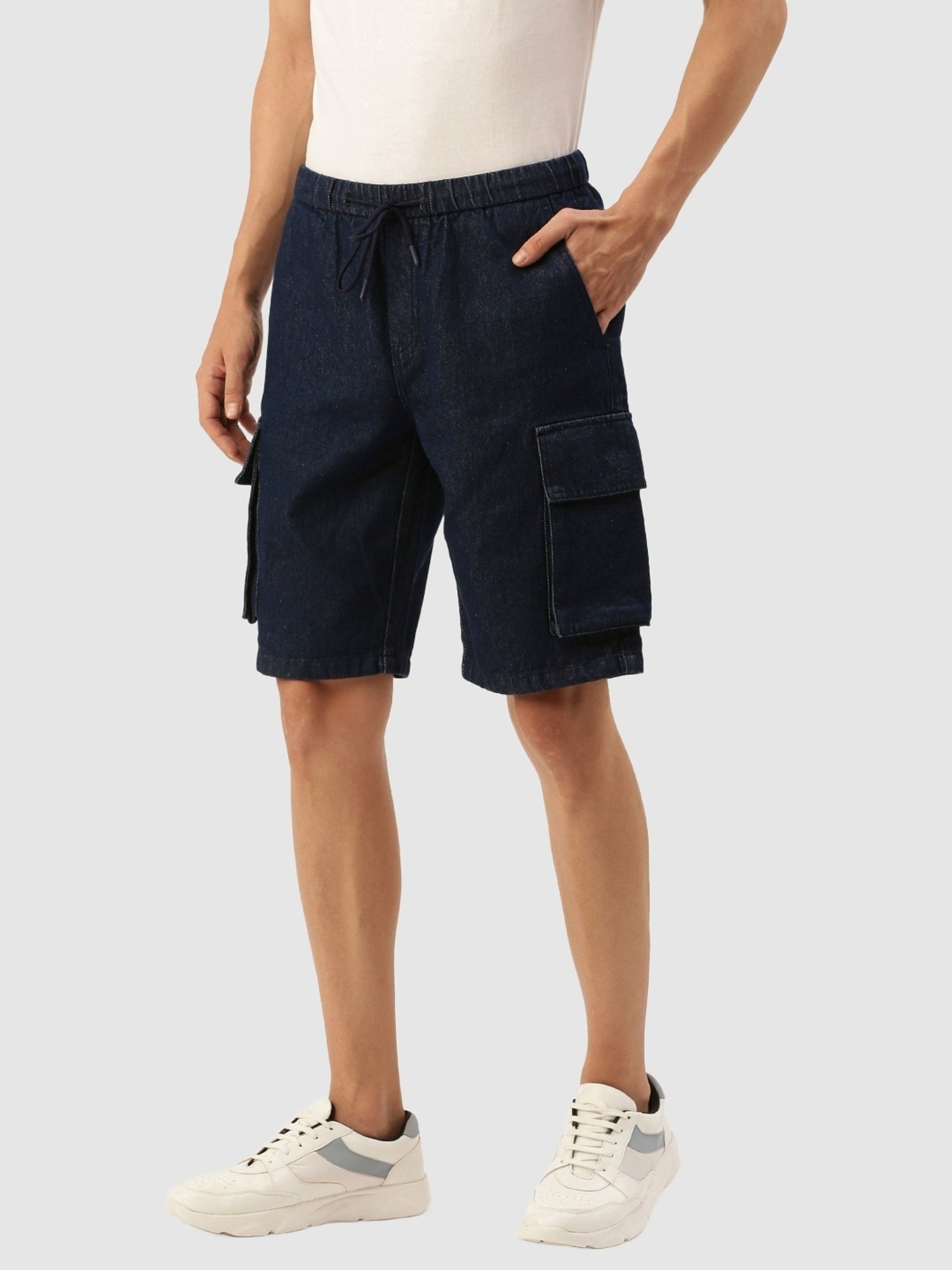 Bene Kleed Navy Cotton Regular Fit Shorts