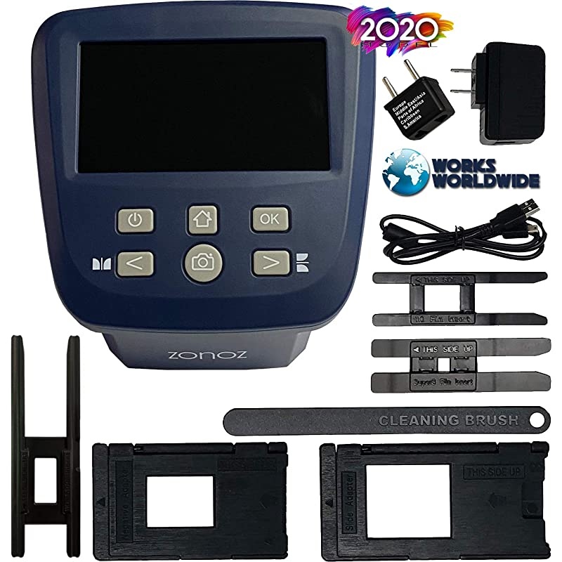 FS-Five Digital Film & Slide Scanner - Converts 35mm, 126, 110, Super 8 & 8mm Film Negatives & Slides to JPEG - Includes Large Bright 5-Inch LCD, Easy-Load Film Inserts Adapters