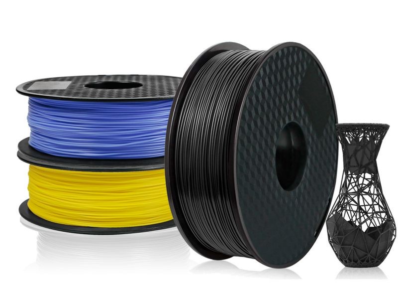3 Pack PLA 3D Printer Filament 1.75mm, PLA Filament Bundl, Dimensional Accuracy +/- 0.02mm, 1kg Spool(2.2lbs) x 3, Fit Most FDM Printer(black+blue+yellow- 3 Pack)
