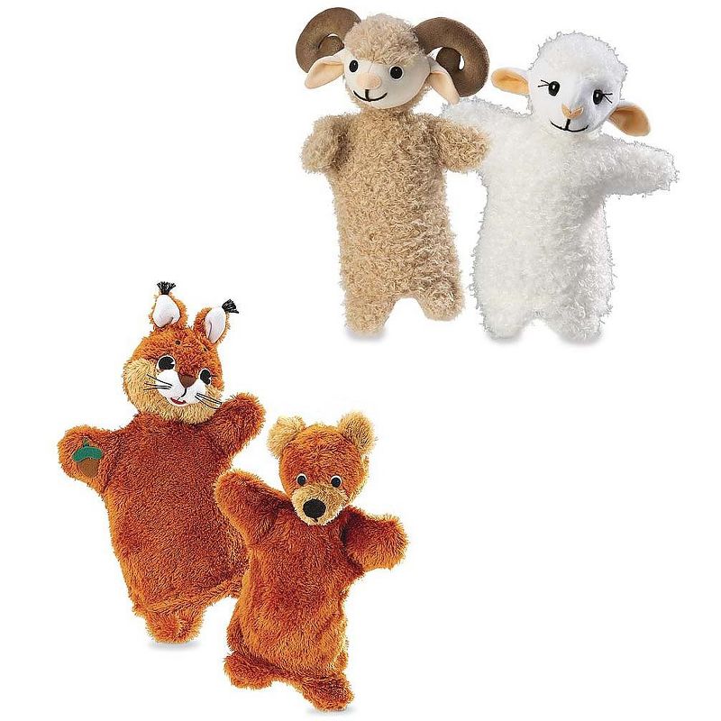 Magic Cabin - Plush Animal Hand Puppets for Kids, Set of 2, Ram & Lamb