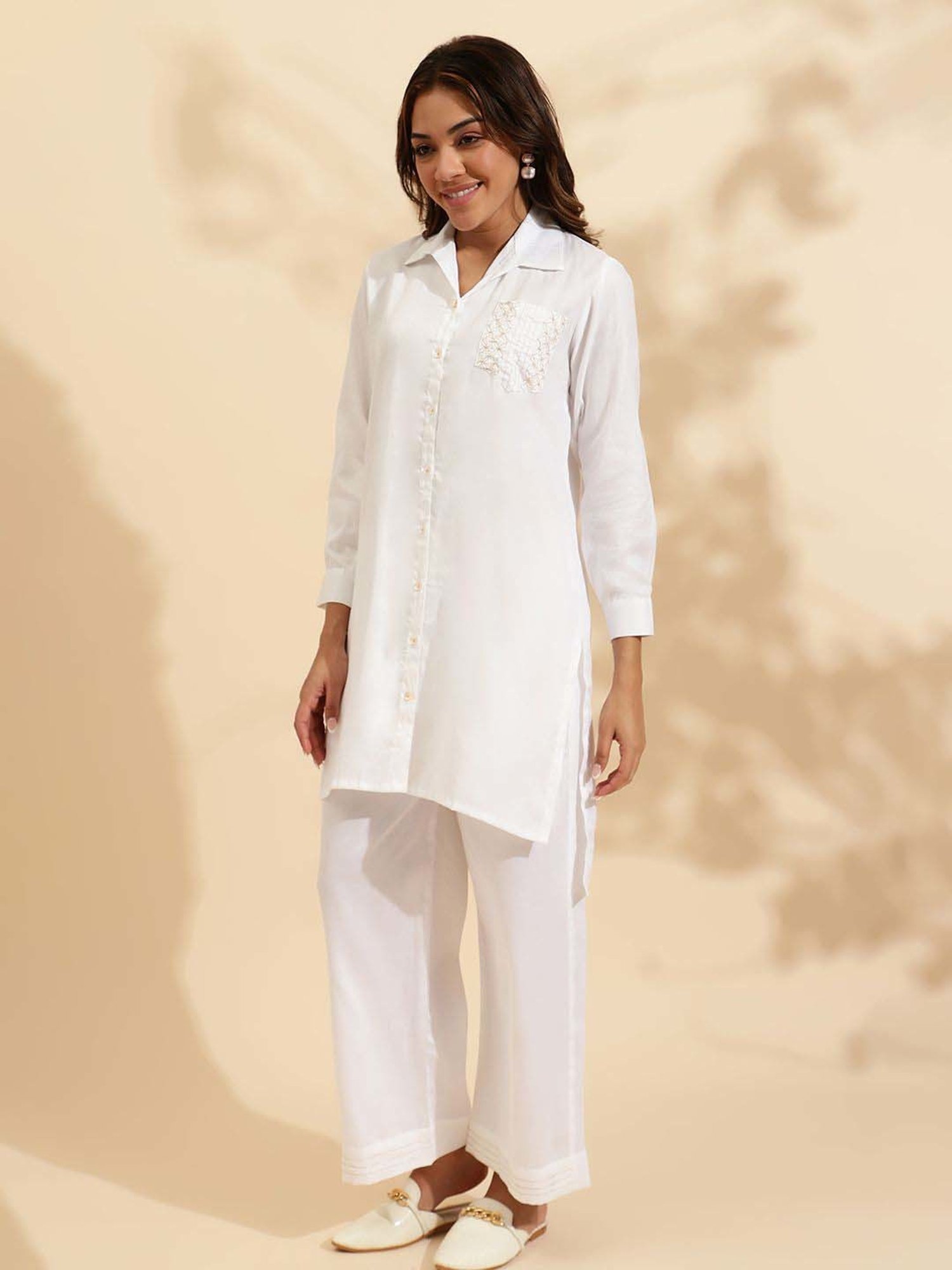 Sringam White Cotton Co-Ord Sets
