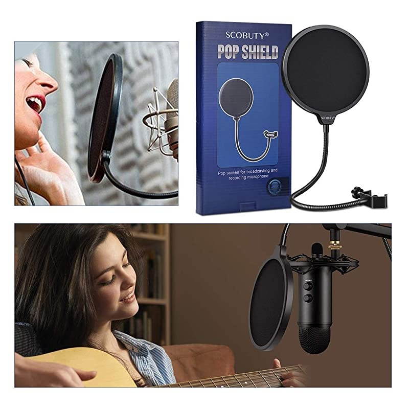 Filter Mic Filter WindscreenSwivel with Double Layer Sound Shield Guard Windscreen for Mic With Flexible 360&deg; Gooseneck and Metal Stabilizing