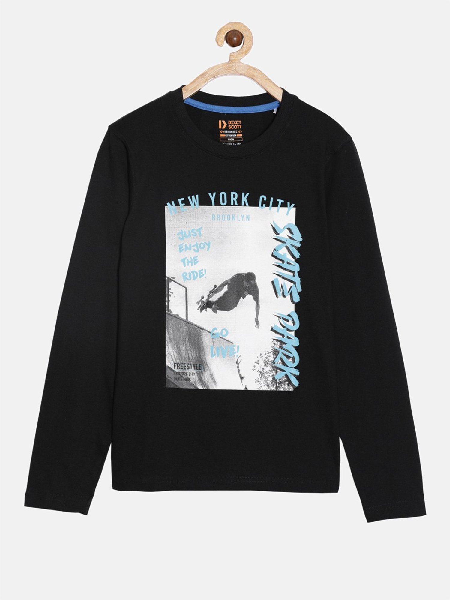 Dixcy Scott Originals Kids Black Printed Full Sleeves T-Shirt