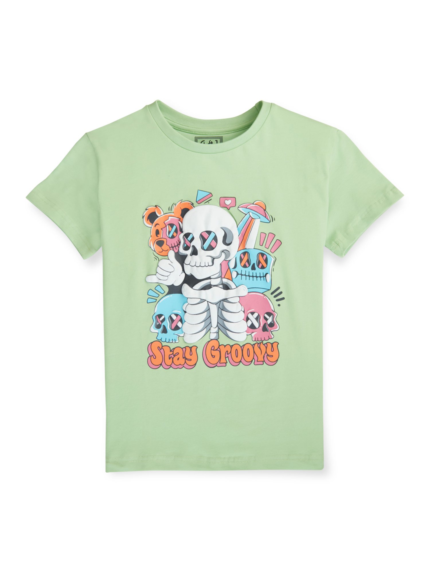 Gini & Jony Kids Green Printed T-Shirt